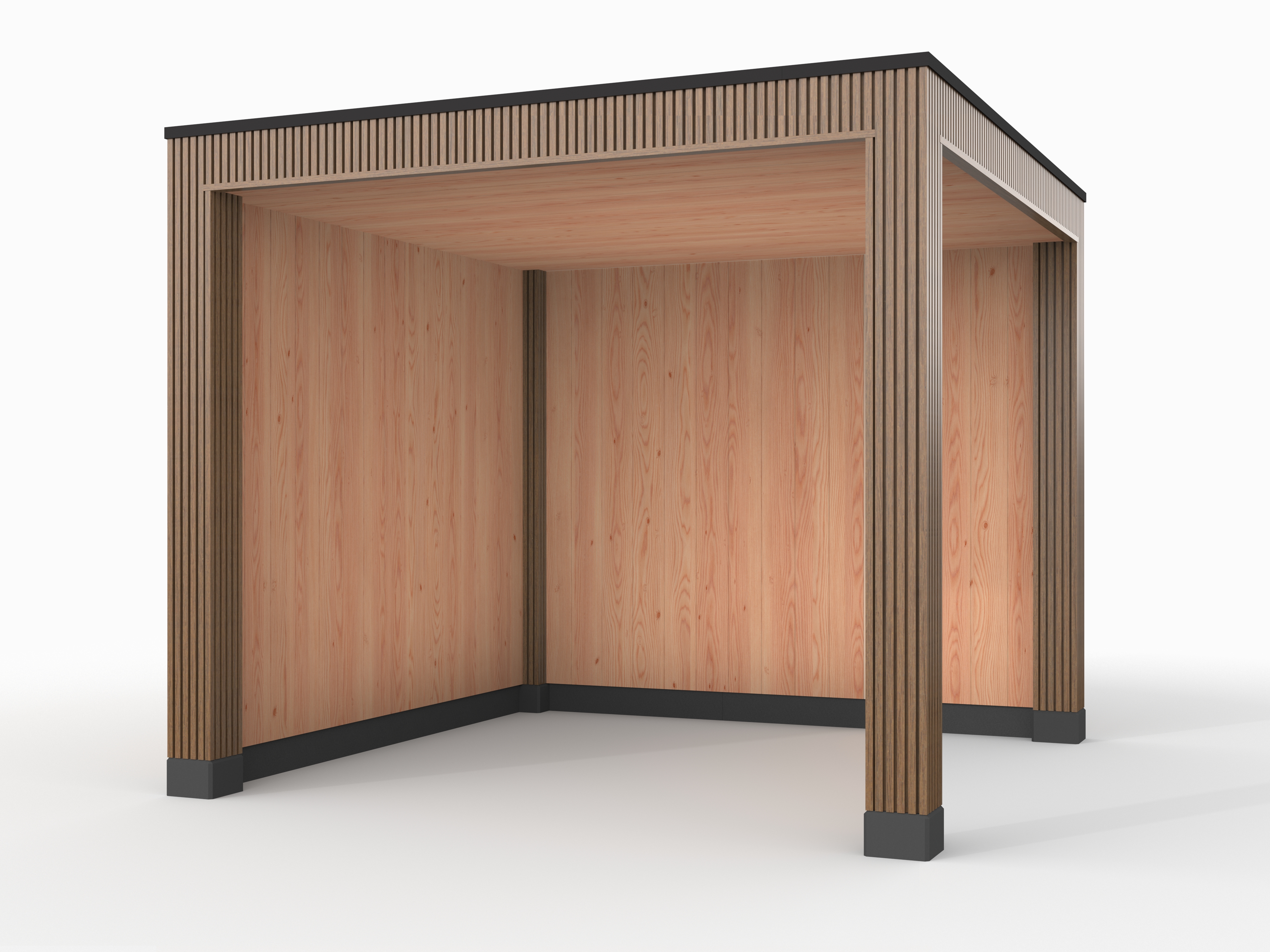 Douglas overkapping, 300 x 300, met achterwand en zijwand, Westwood Rhombus Teak - Afbeelding 1